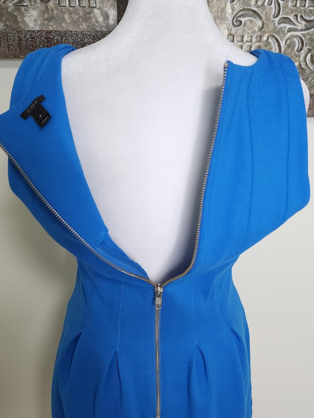 J. Crew Vibrant Blue Pleated Scoop Neck Fit and Flare Mini Dress Sz 6 Preppy - Picture 12 of 13